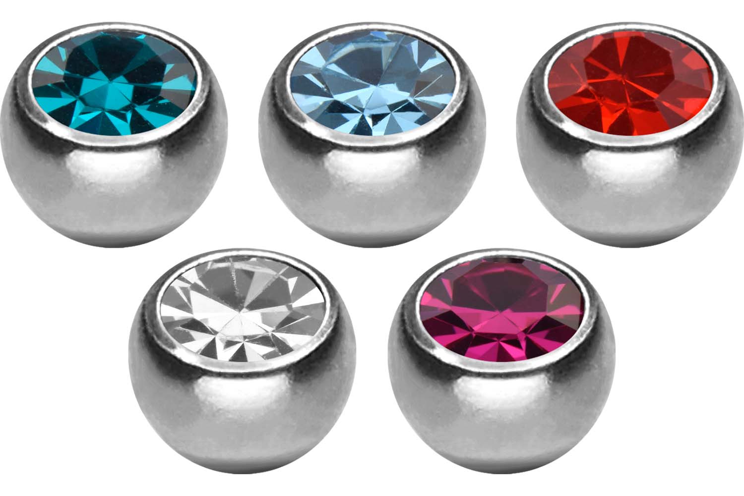 SET Titan Schraubkugel KRISTALL von Piercingline